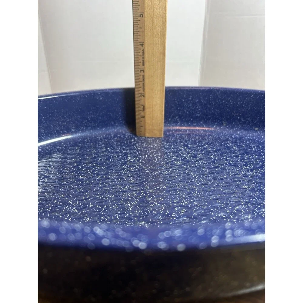 Vintage Blue Speckled Enamel Roasting Pan 14x9.5 Oval w/ Handles Bakeware